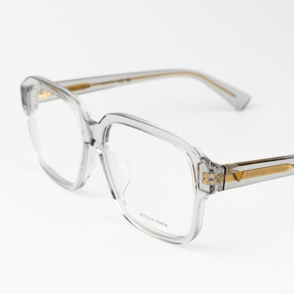 NEW  Bottega Veneta BV1295O 004 Transparent Grey Square Unisex Eyeglasses - Picture 8 of 11